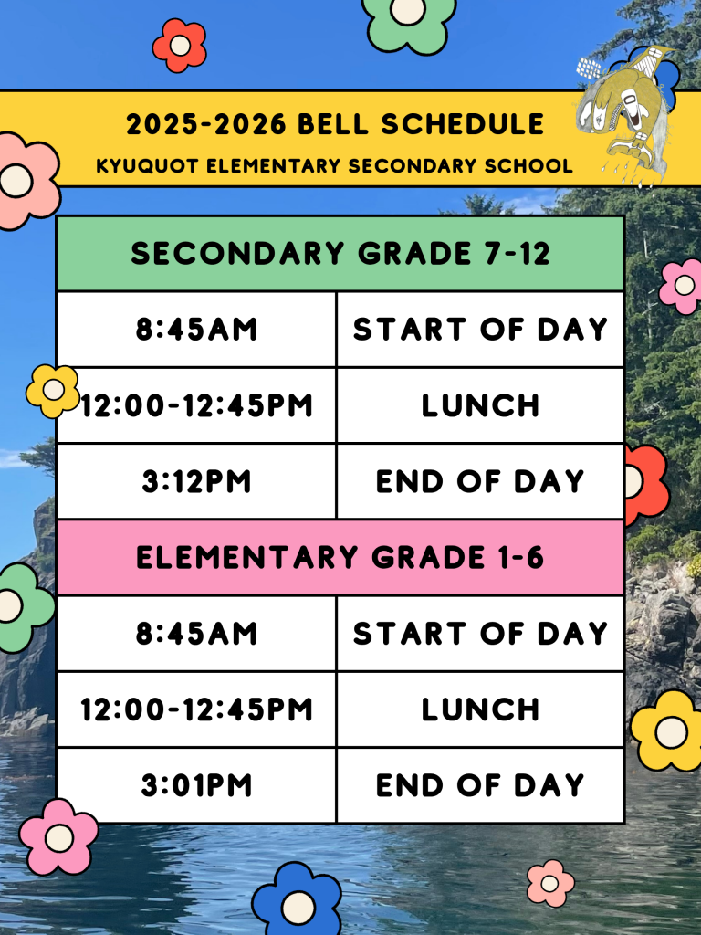 Bell Schedule - Kyuquot Elementary Secondary School